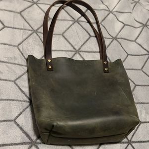 Portland Leather Goods Small Green Tote